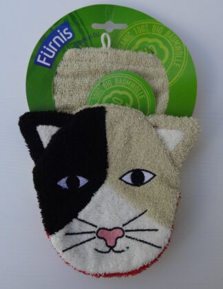 Tier-Waschlappen Katze schwarz-weiss gross - Fürnis
